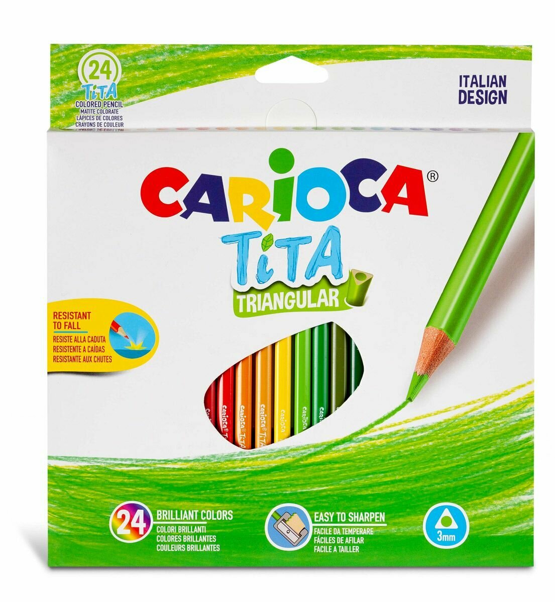 Карандаши цветные пластиковые трехгранные заточенный "Carioca" "Tita" 24 цв