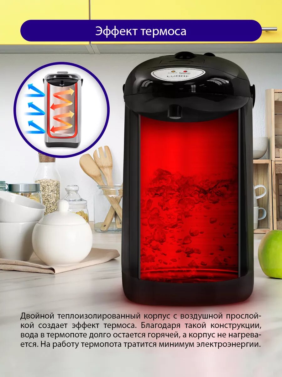 Термопот LUMME LU-3835 черный/черный 4л — фото 1