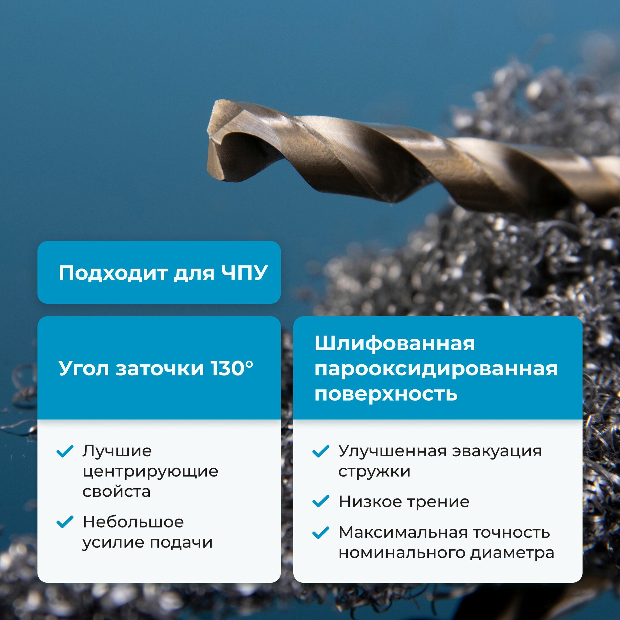 Изображение Сверло по металлу 13 мм NORGAU Industrial из HSS спиральное со шлифованным профилем и подточкой перемычки по DIN 1412-С