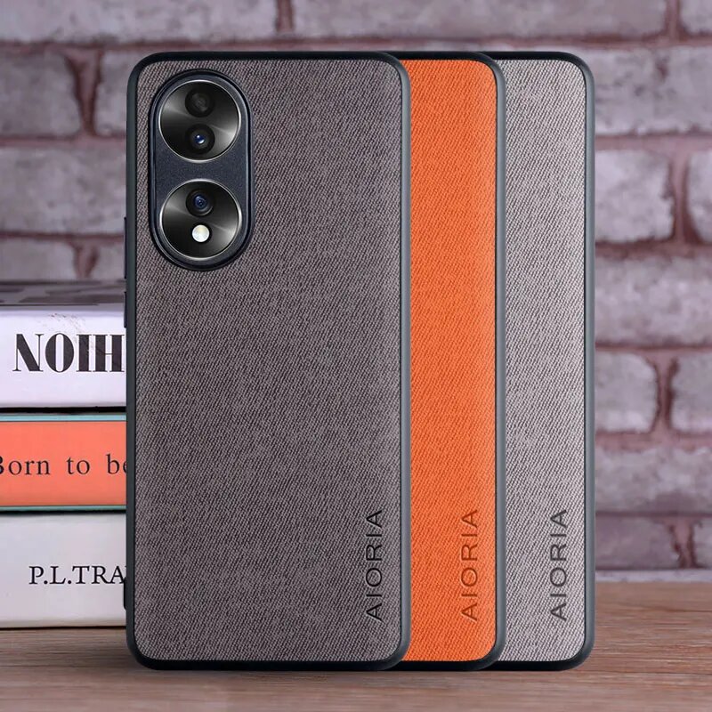 Чехол для Honor 70 5G, роскошный текстильный кожаный чехол, мягкий чехол для телефона из ТПУ, чехол для huawei honor 70, чехол, Dark Gray — фото 1
