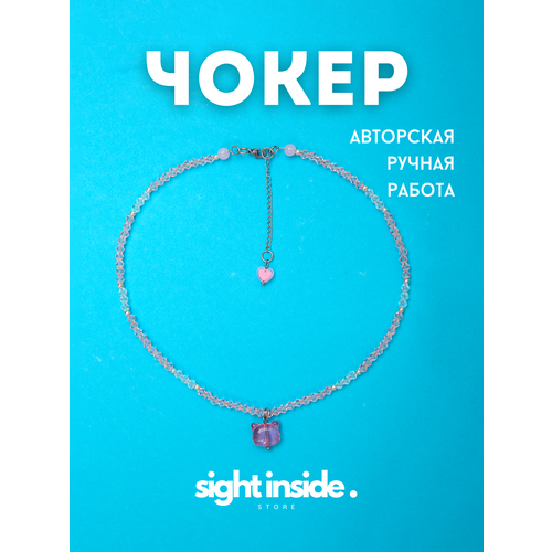 фото Чокер, стекло, длина 41 см, розовый sight inside store