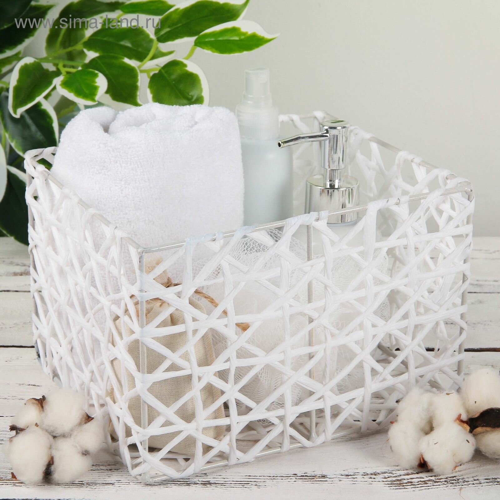Корзина плетёная Доляна Паутинка  21 18 14 см цвет белый