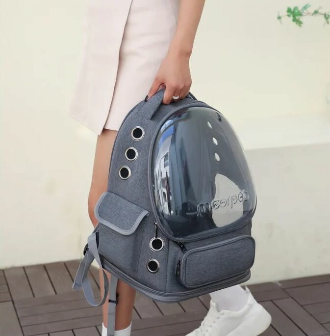 Изображение Рюкзак переноска с обзорной прозрачной вставкой для животных, кошек, собак маленьких пород, перевозка в самолёте на отдых