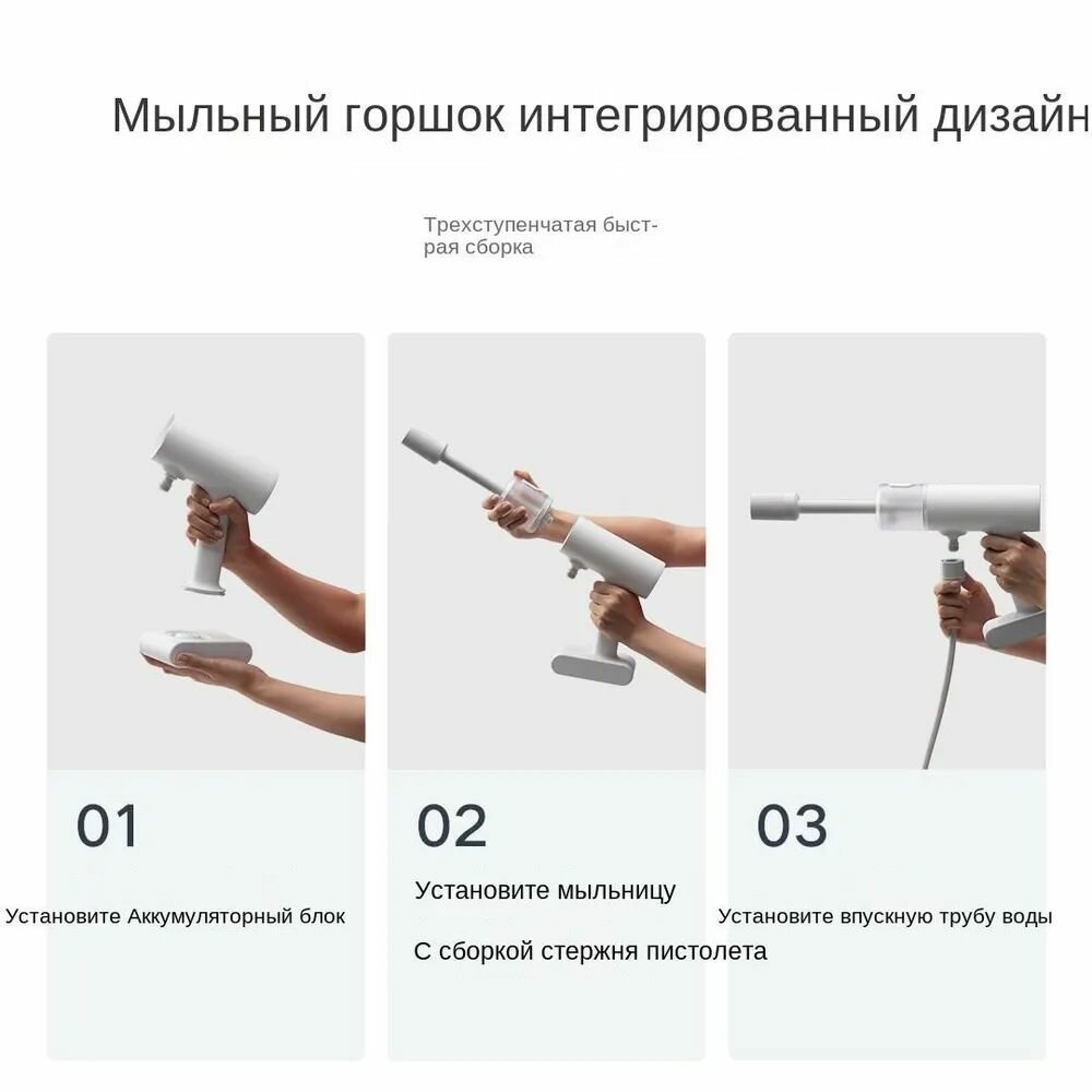 Упаковка Xiaomi Mi Wireless Car Wash Machine — компактная коробка с ручкой