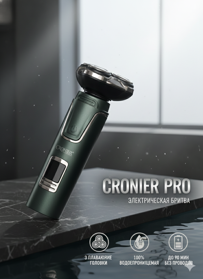 Машинка для стрижки CRONIER Trim, от USB, с маслом и щеточкой, нержавеющая сталь