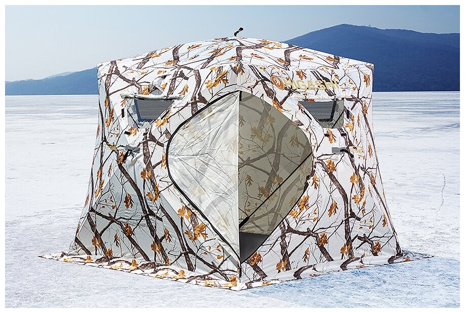 Зимняя палатка для рыбалки / 4-местная палатка, утепленная Winter Camo Pyramid