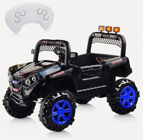 Изображение товара Детский электроквадроцикл, на пульте управления, свет фар, музыка, сигнал клаксона, USB, AUX, ROCKET, 2 мотора по 20 Вт, черный R0085