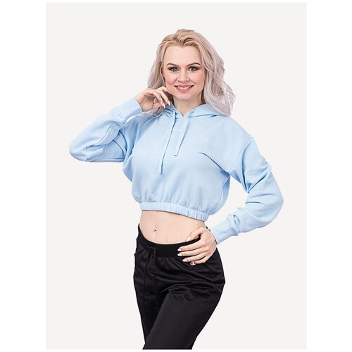 фото Hooded crop top, толстовка, (ayb) голубой, m champion