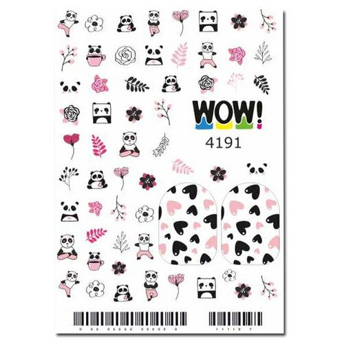 Наклейки для ногтей, слайдеры для маникюра и педикюра. Панда.