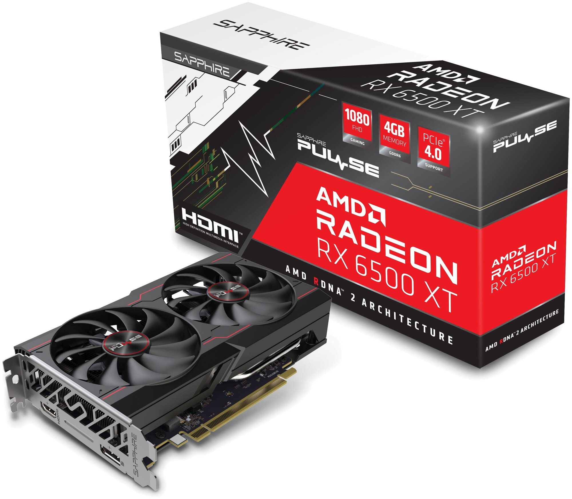 Видеокарта Sapphire AMD Radeon RX 6500XT, RX 6500XT Gaming OC Pulse, 4ГБ, GDDR6, OC, Ret - фото №2