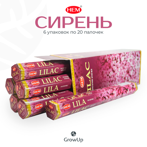 Палочки ароматические благовония HEM ХЕМ Сирень Lilac, 6 упаковок, 120 шт палочки ароматические благовония hem хем opium мак опиум 6 упаковок 120 шт
