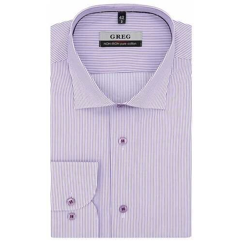 фото Рубашка мужская длинный рукав greg 171/111/3906/1p, прямой силуэт / сlassic fit, цвет голубой, рост 174-184, размер ворота 41