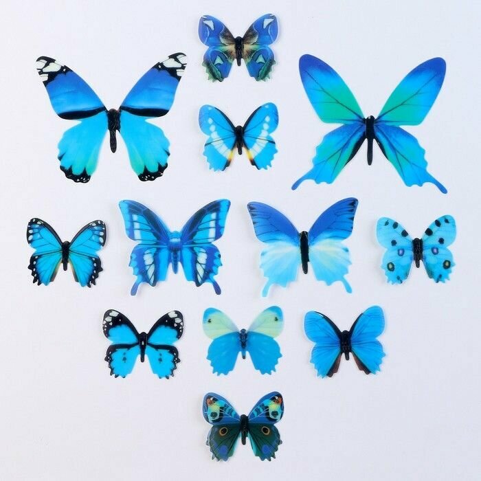 Страна Карнавалия Набор для украшения «Бабочки», 12 шт, цвет голубой - фотография № 6