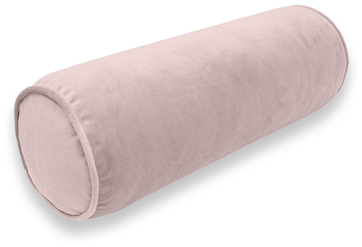 Декоративная подушка - валик "Бархат Пепельно-розовый", 15 х 47 см.