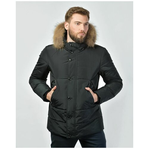 Куртка с отделкой из меха енота, Gallotti, 54 черного цвета