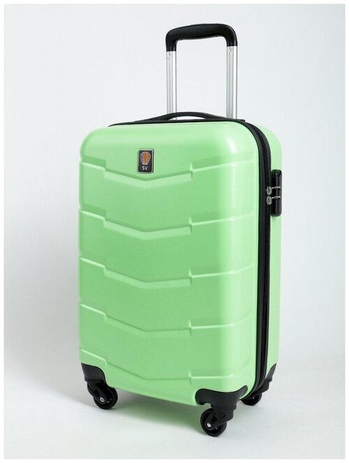 Чемодан Sun Voyage, ABS-пластик, рифленая поверхность, износостойкий, 42 л, размер S, зеленый