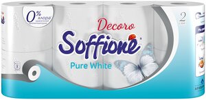 Туалетная бумага Soffione Pure White белая двухслойная 8 рул.