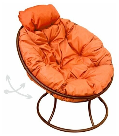 Кресло m-group папасан пружинка мини коричневое, оранжевая подушка - фотография № 2