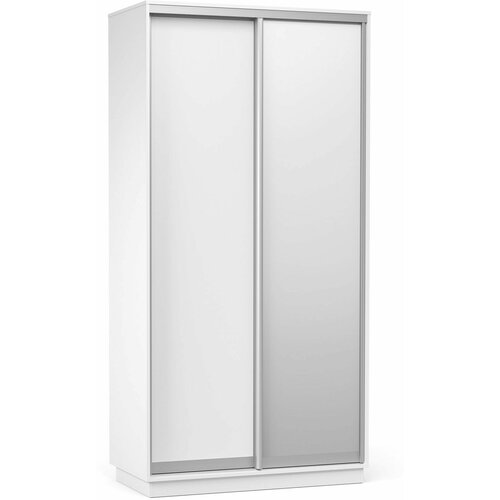 Шкаф-купе для одежды Тетрис, с зеркалом, с полками и штангой, 120х60х240, Белый жемчуг