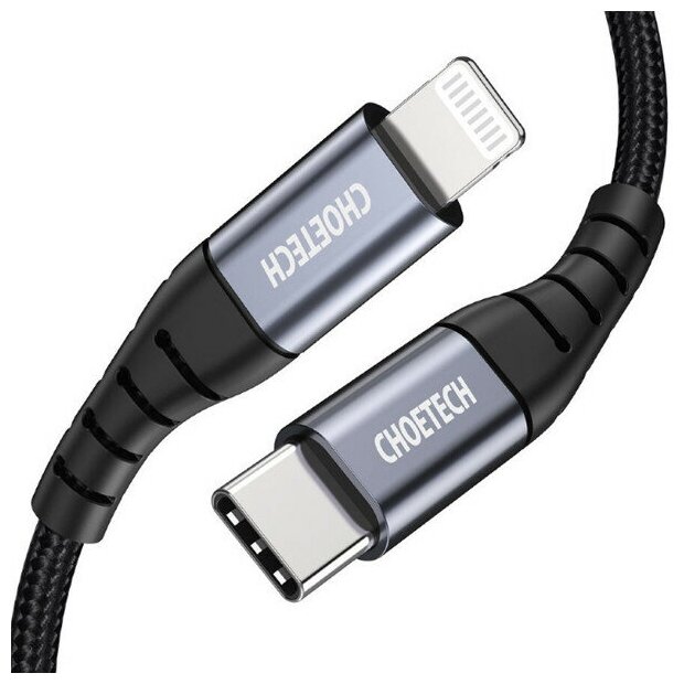 Кабель Choetech Nylon Braided Cable MFi USB-C to Lightning 1.2 м (IP0039), темно-серый