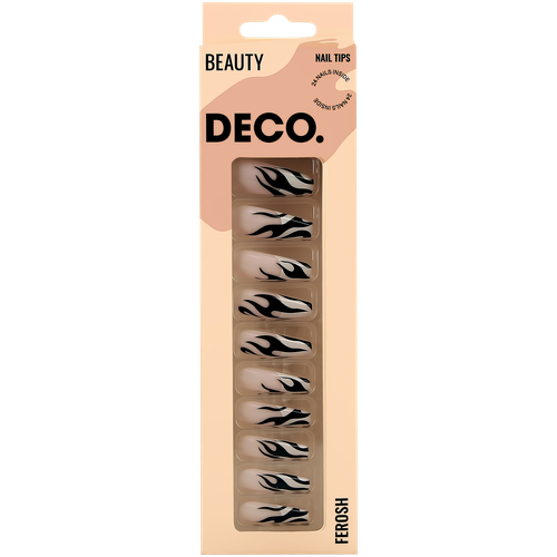 Купить Набор накладных ногтей DECO. FEROSH (24 шт + клеевые стикеры 24 шт) zebra