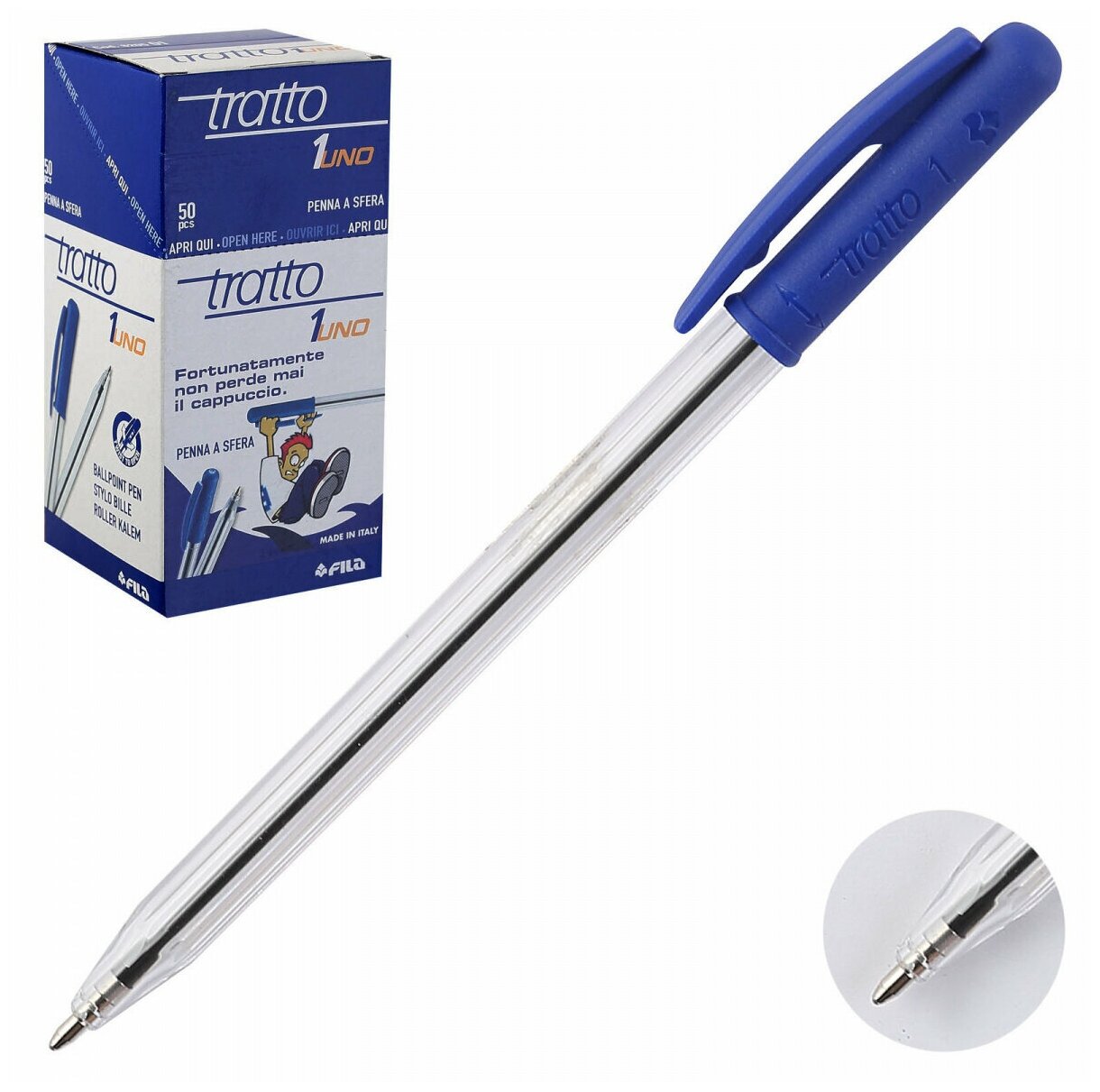 Ручка автоматическая, пишущий узел 1,0 мм, цвет чернил синий Tratto 820501 - 1 шт.