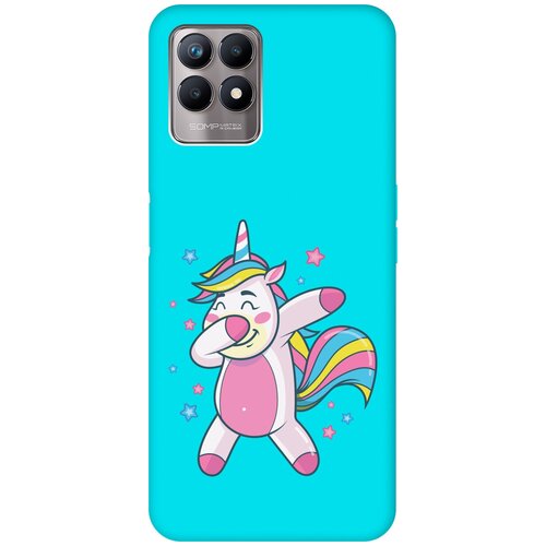 Матовый чехол Unicorn Dab для Realme 8i / Рилми 8 ай с 3D эффектом бирюзовый матовый чехол scratchy and fish для realme 8i рилми 8 ай с 3d эффектом бирюзовый