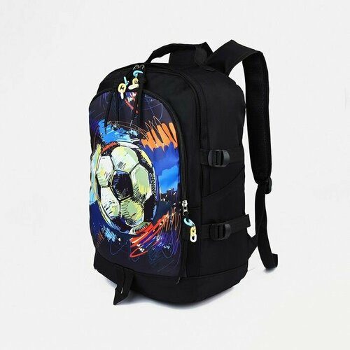 Рюкзак молодёжный из текстиля на молнии 3 кармана цвет чёрный 2864₽