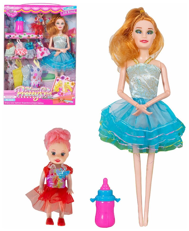 Набор кукол для сюжетно-ролевых игр Семья из 2 кукол с платьями и аксессуарами