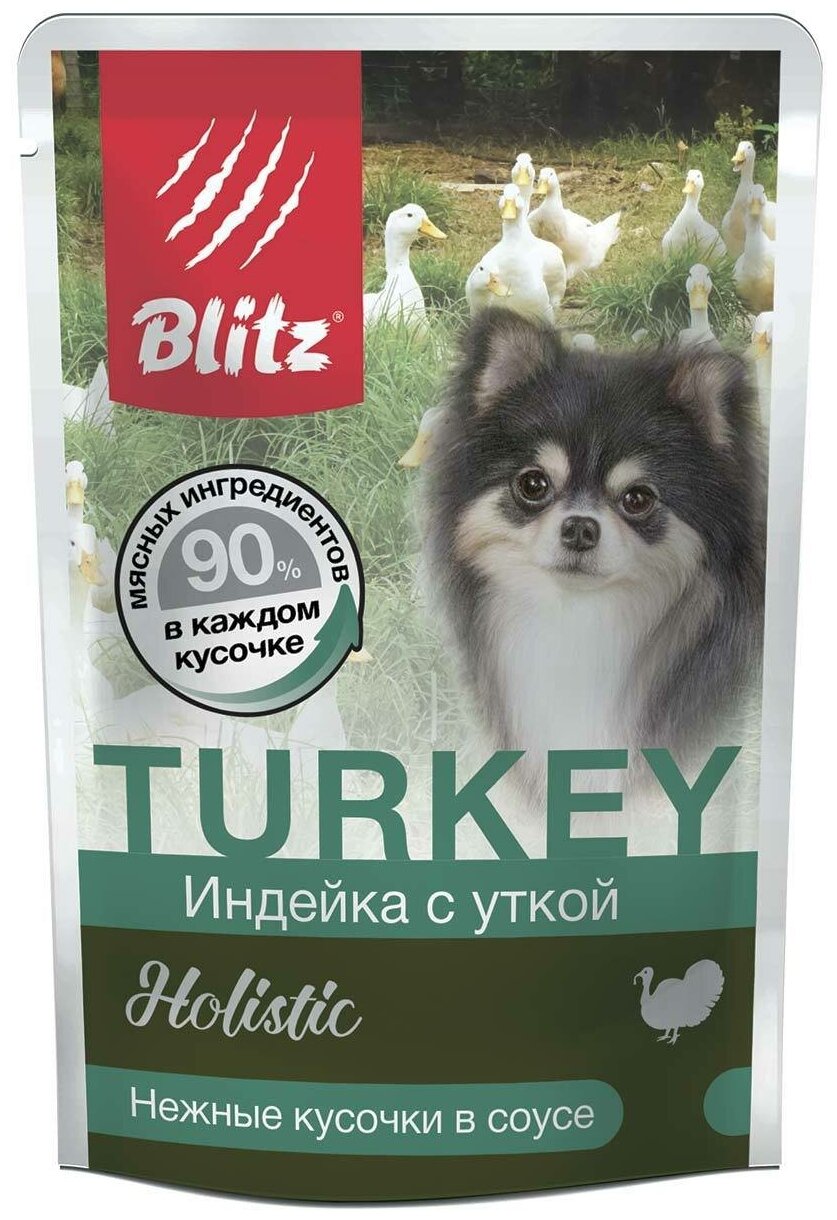 BLITZ влажный корм для собак мелких пород индейка с уткой 85 гр 6 шт.