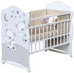 Детская кровать ВДК Funny bears, колесо-качалка, белый