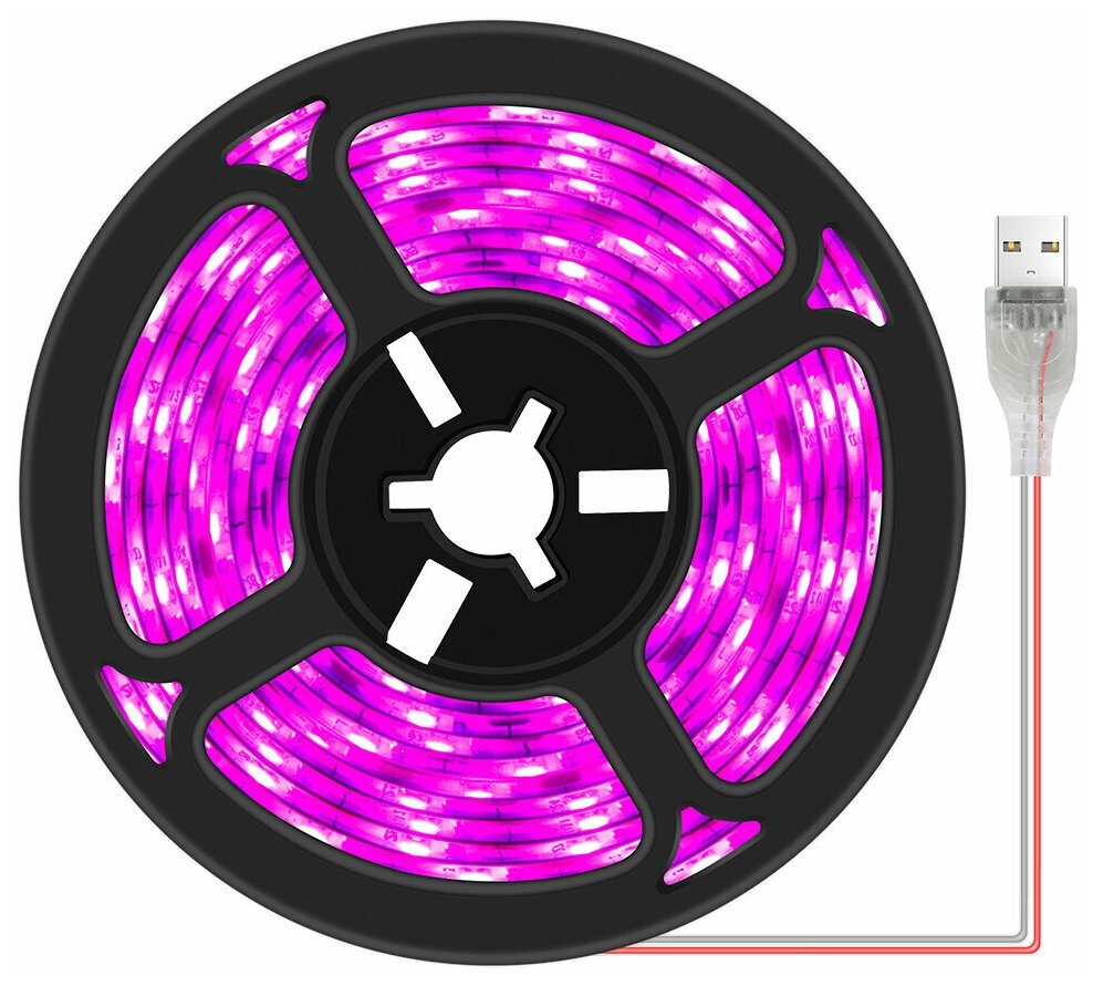 Фитолента светодиодная лента GSMIN B77 фитолампа для роста растений рассады USB (5 В 60LED) (1 м)