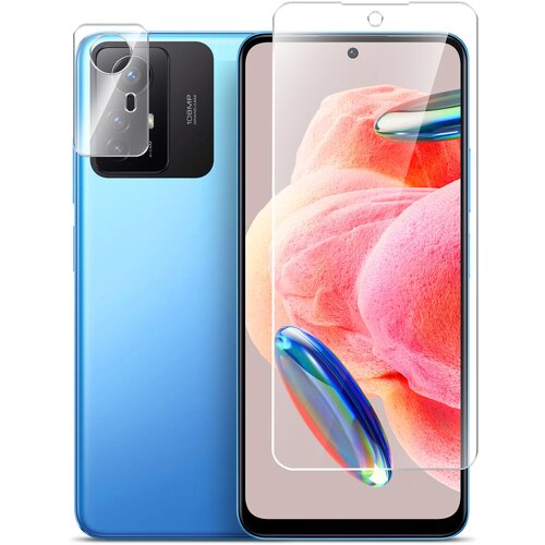 Защитное стекло для Xiaomi Redmi Note 12S (Ксиоми Редми Ноте 12С) на Экран и Камеру, (гибридное: пленка+стекловолокно), прозрачное Hybrid Glass, Miuko