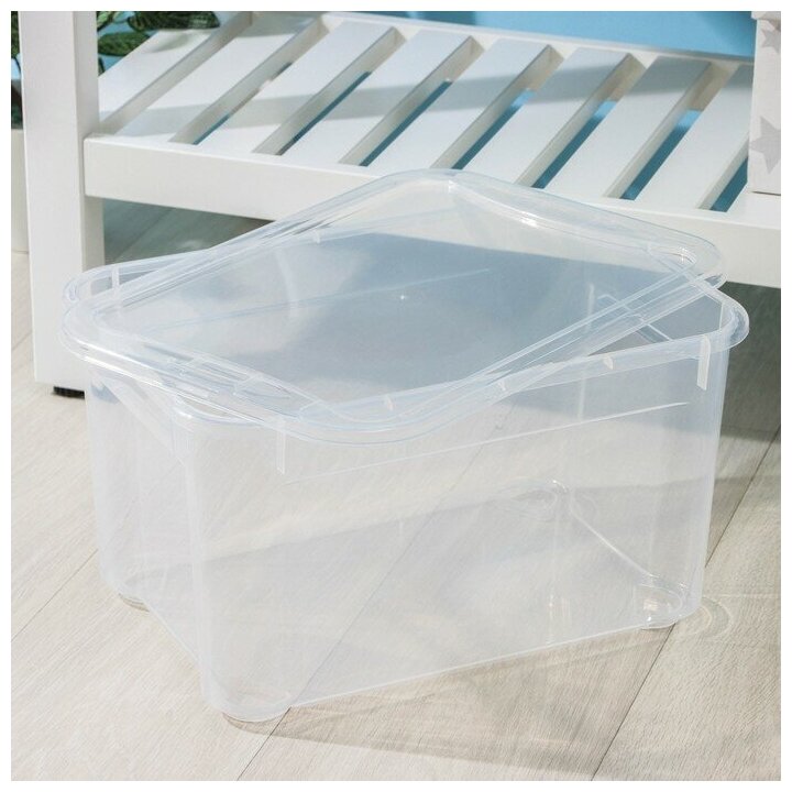 Ящик для хранения с крышкой «Кристалл XS Plus», 16 л, 38,9×27,5×21,5 см, цвет прозрачный - фотография № 1