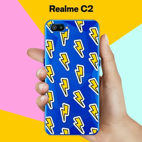 Силиконовый чехол на realme C2 Молнии / для Реалми Ц2 силиконовый чехол розы на белом на realme c2 реалми с2