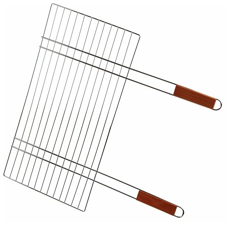 Решетка для гриля плоская 58х30 с 2-мя деревянными ручками скаут 0742
