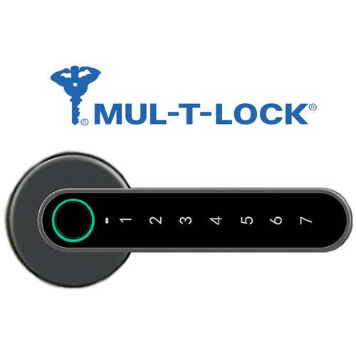 Кодовая Смарт ручка Mul-T-Lock H03G с работой от смартфона и биометрией, черная