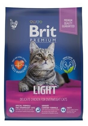 Brit Сухой корм премиум класса Premium Cat Light с курицей для кошек с избыточным весом 5049790 2 кг 60044 (2 шт)