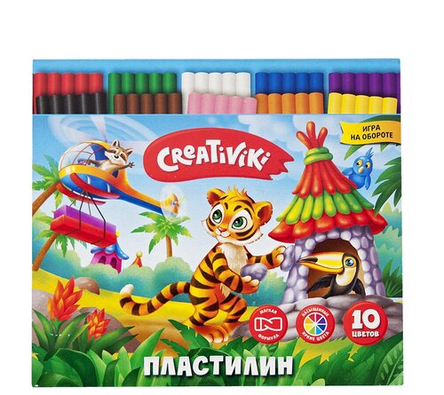 Пластилин Creativiki 10 цветов, 150 г со стеком