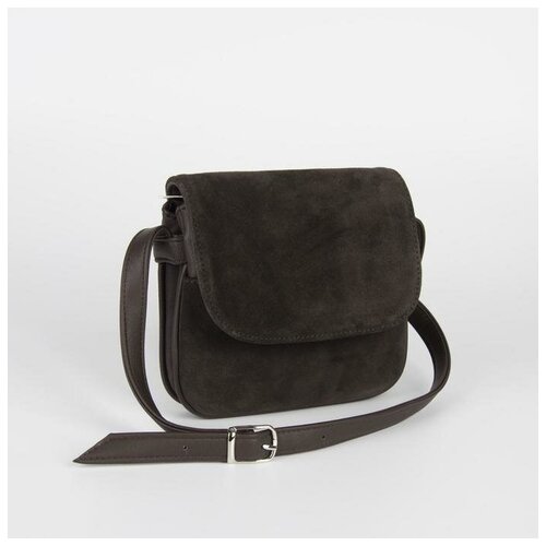 фото Сумка женская, 2 отдела на молнии, наружный карман, длинный ремень, цвет коричневый mikimarket