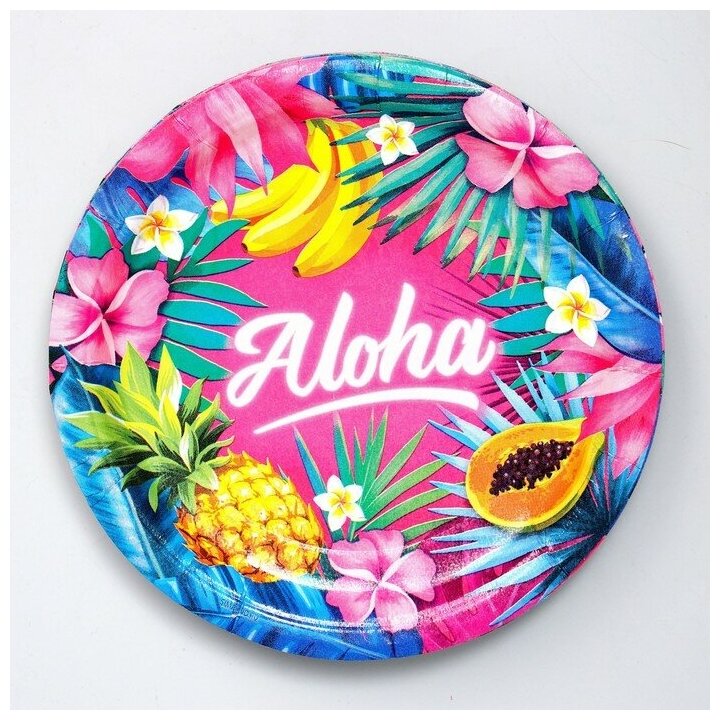 Тарелка одноразовая бумажная «Aloha», набор 6 шт, 18 см
