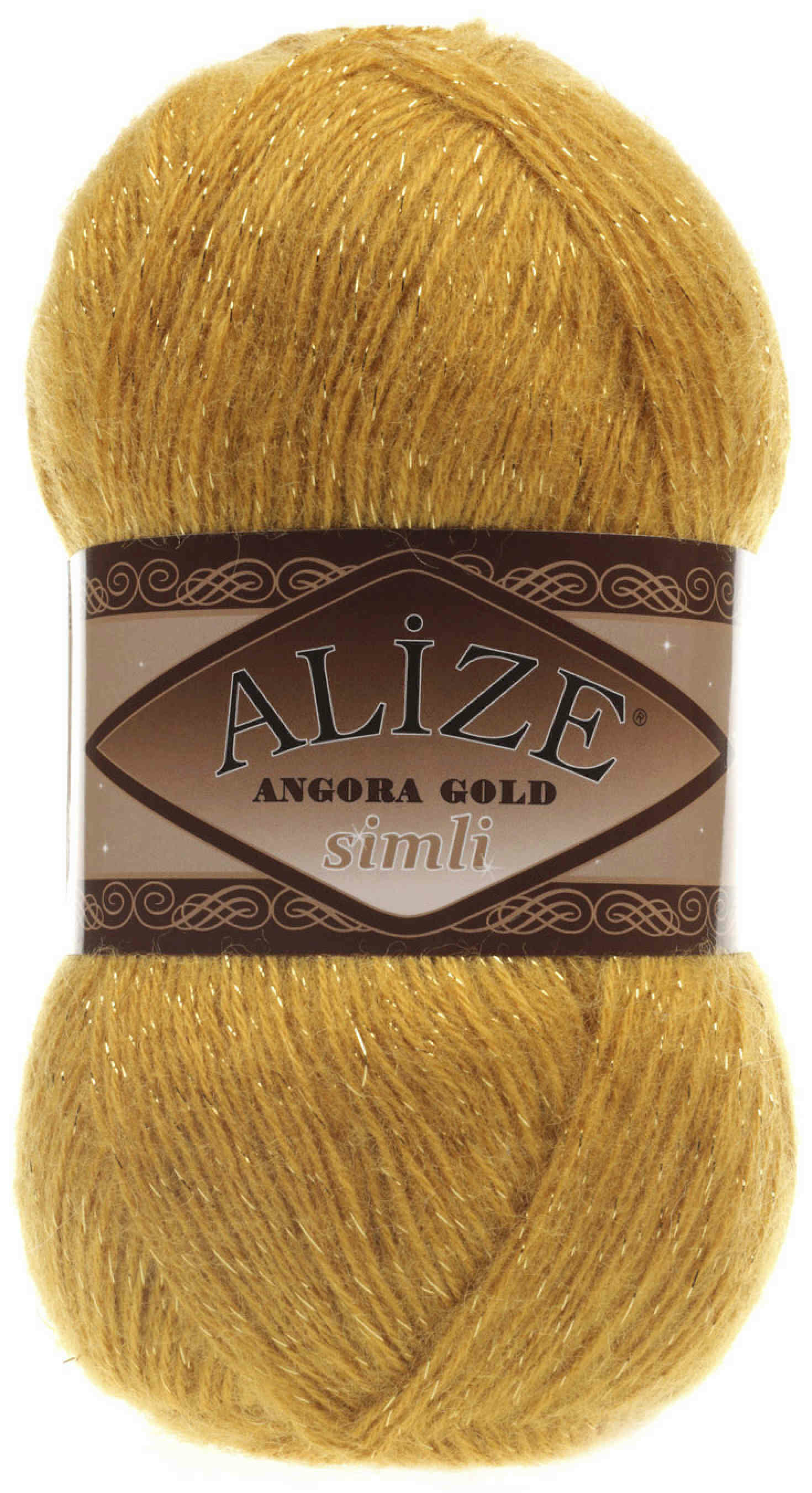 Пряжа Alize Angora Gold simli шафран (02), 75%акрил/20%шерсть/5%метанит, 500м, 100г, 1шт