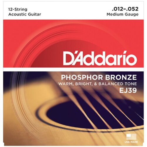 D'Addario EJ-39 струны для 12-струнной гитары комплект струн 013 056 с бронзовой навивкой john pearse 1350h для 12 струнной акустической гитары