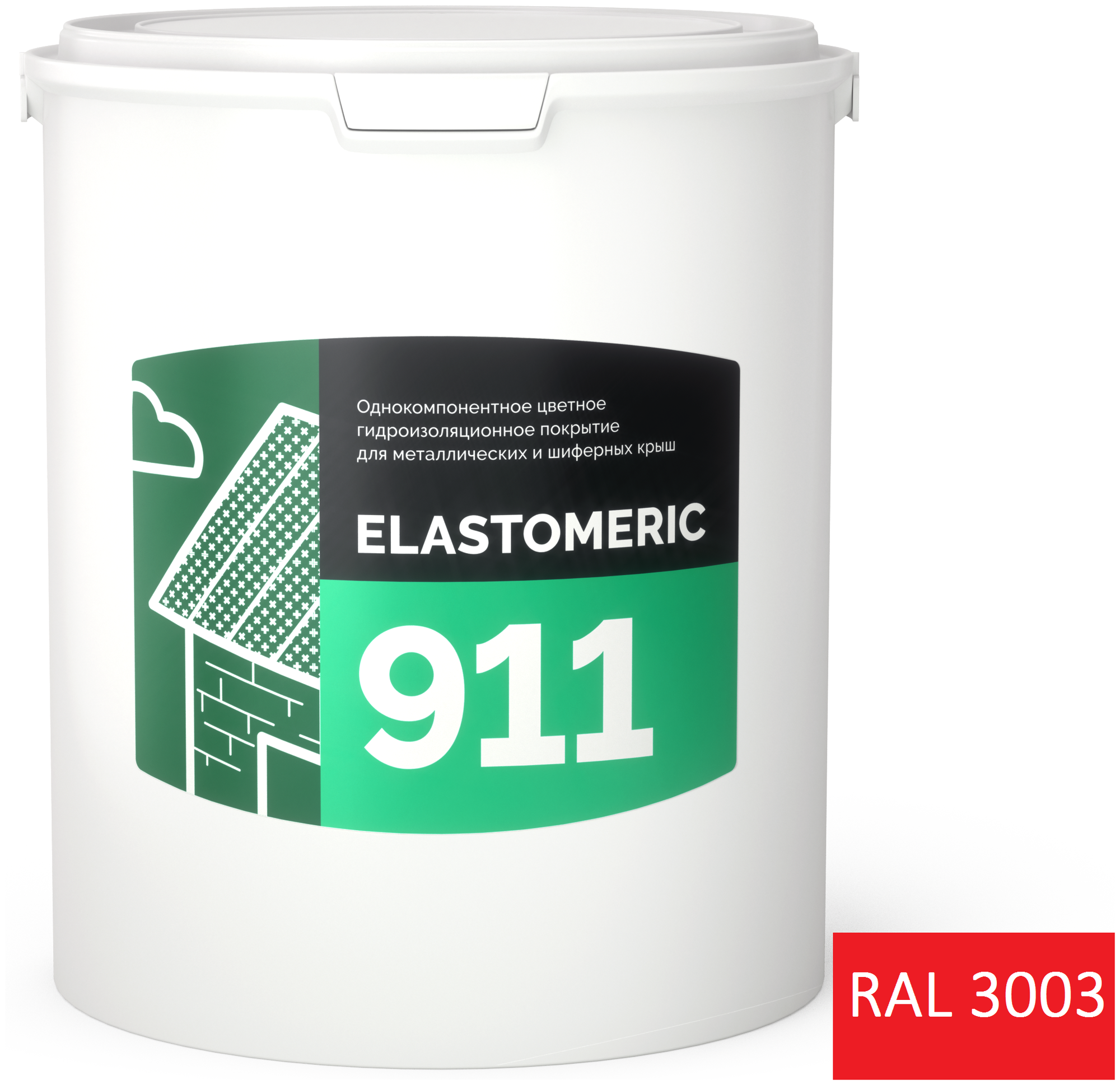Покрытие для гидроизоляции и окраски металлических крыш Elastomeric 911 (6кг.), красный рубин