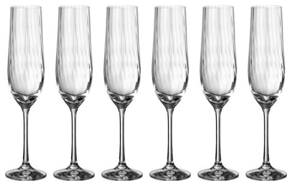 Набор бокалов для шампанского Crystalex WATERFALL CR190104W 6шт, 190мл