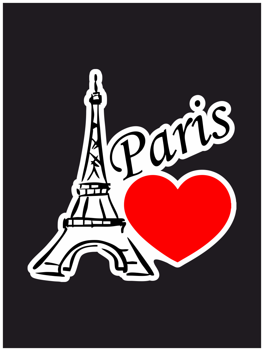 Наклейка на авто "Love Paris - Любовь к Парижу" 17х17