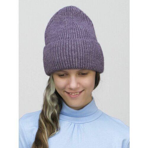 Шапка бини LanaCaps Молли, размер 56-58, белый, фиолетовый шапка бини lanacaps размер 56 58 белый фиолетовый