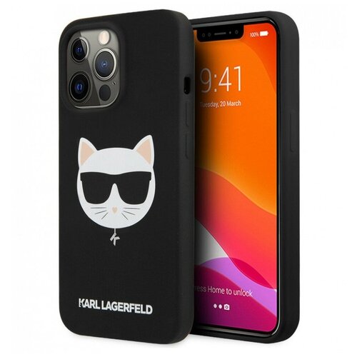 Чехол Karl Lagerfeld Liquid silicone Choupette Hard для iPhone 13 Pro, цвет Черный (KLHCP13LSLCHBK)