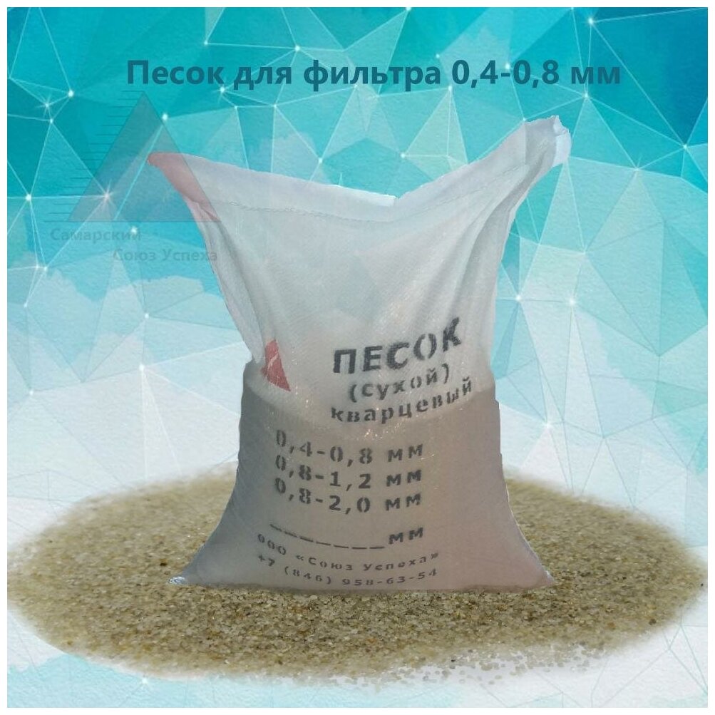 Кварцевый песок натуральный для фильтрации воды фракция 0,4-0,8 мм №20, 12,5 кг. - фотография № 4