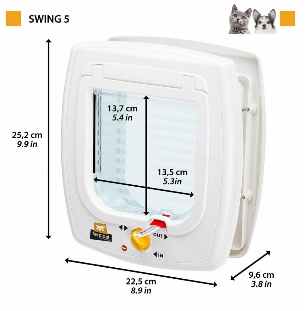 Автоматическая дверь FERPLAST SWING 5 для кошек, 22,5 х 25,2 х 9,6 см (белый) - фотография № 14